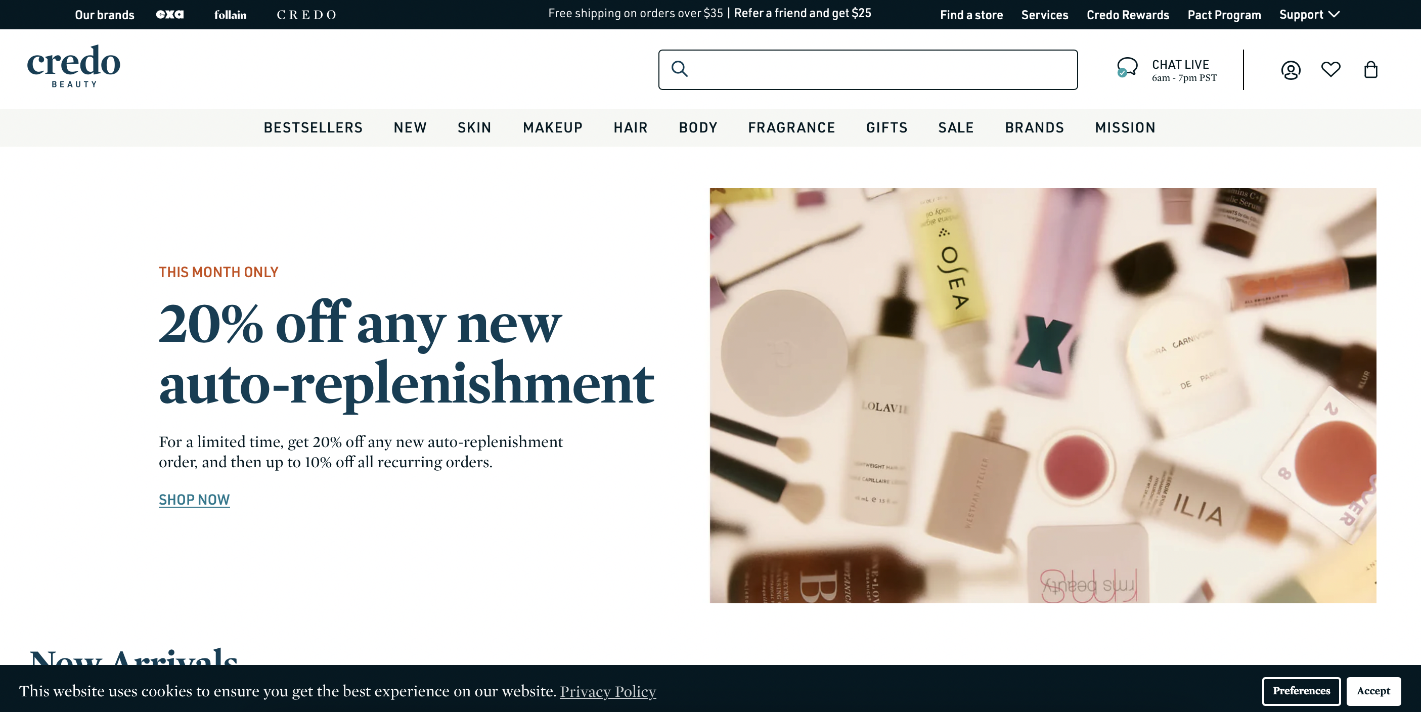 website screenshot of Credo Beauty
