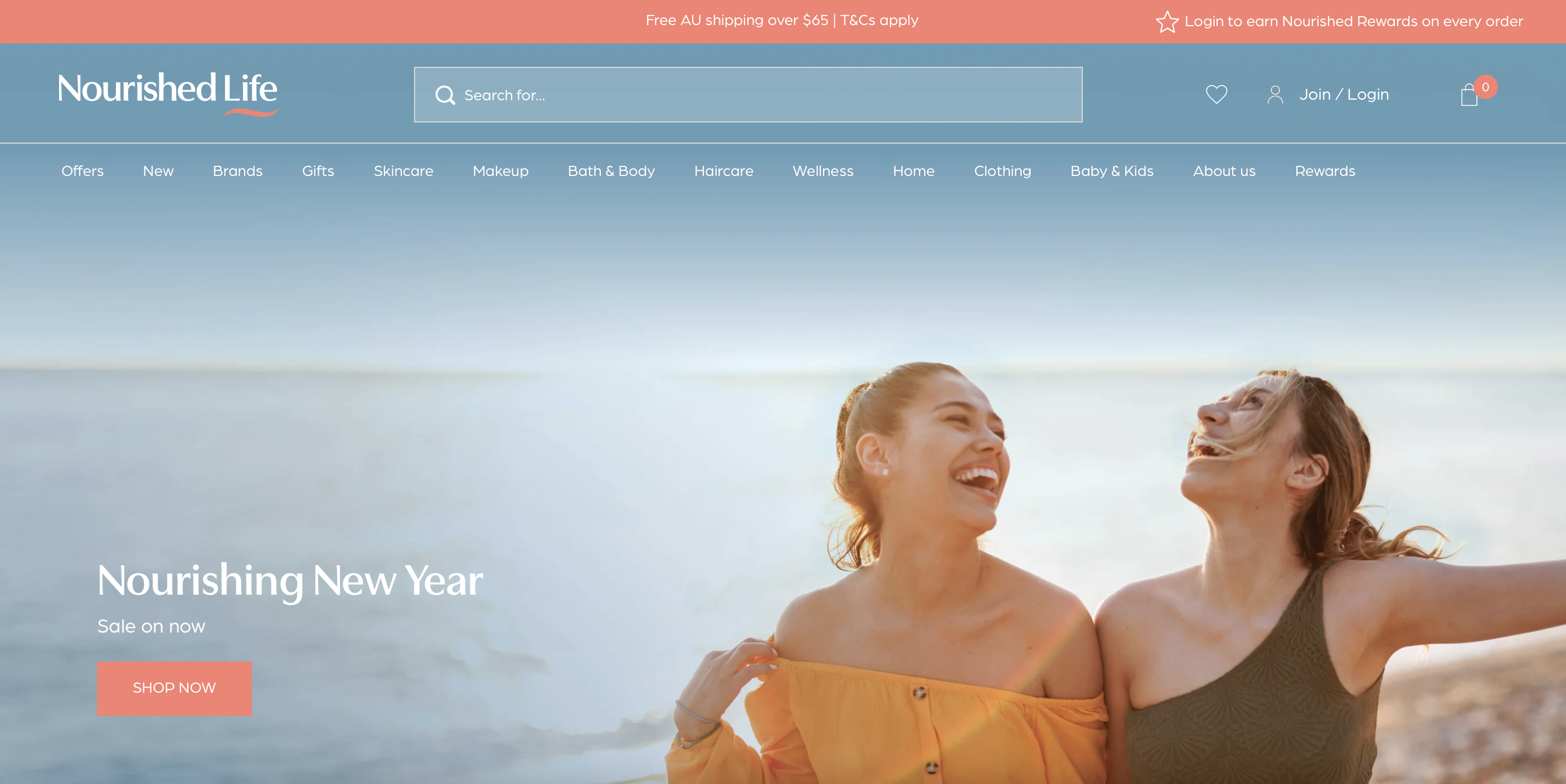 website screenshot of Nourished Life